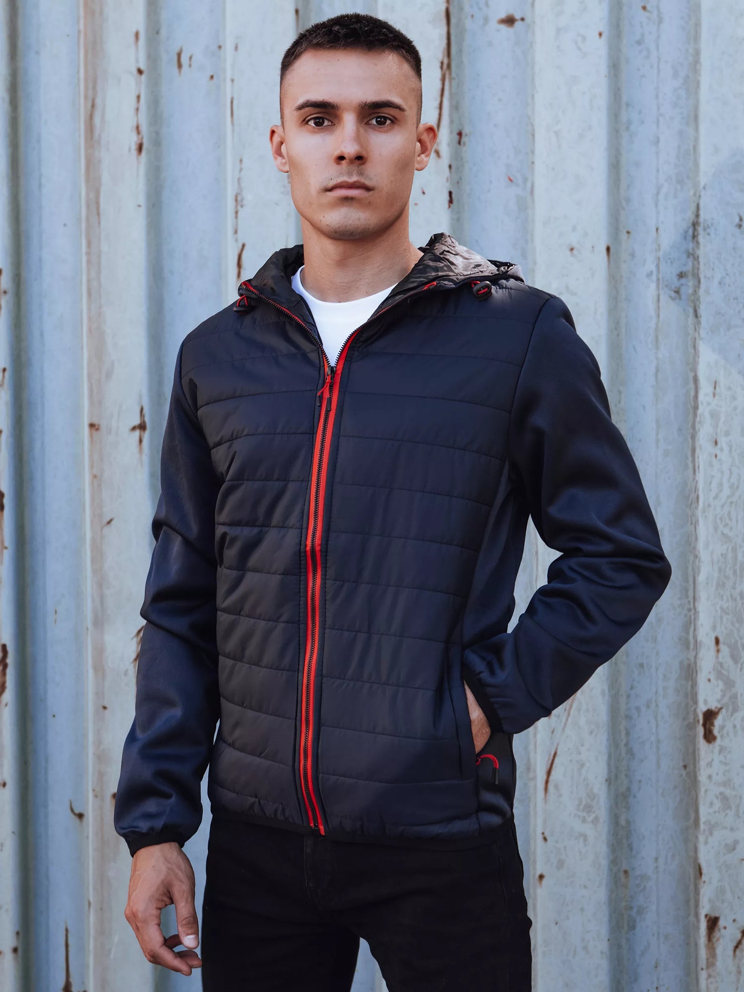 Men's dark blue jacket with red detail Lucas