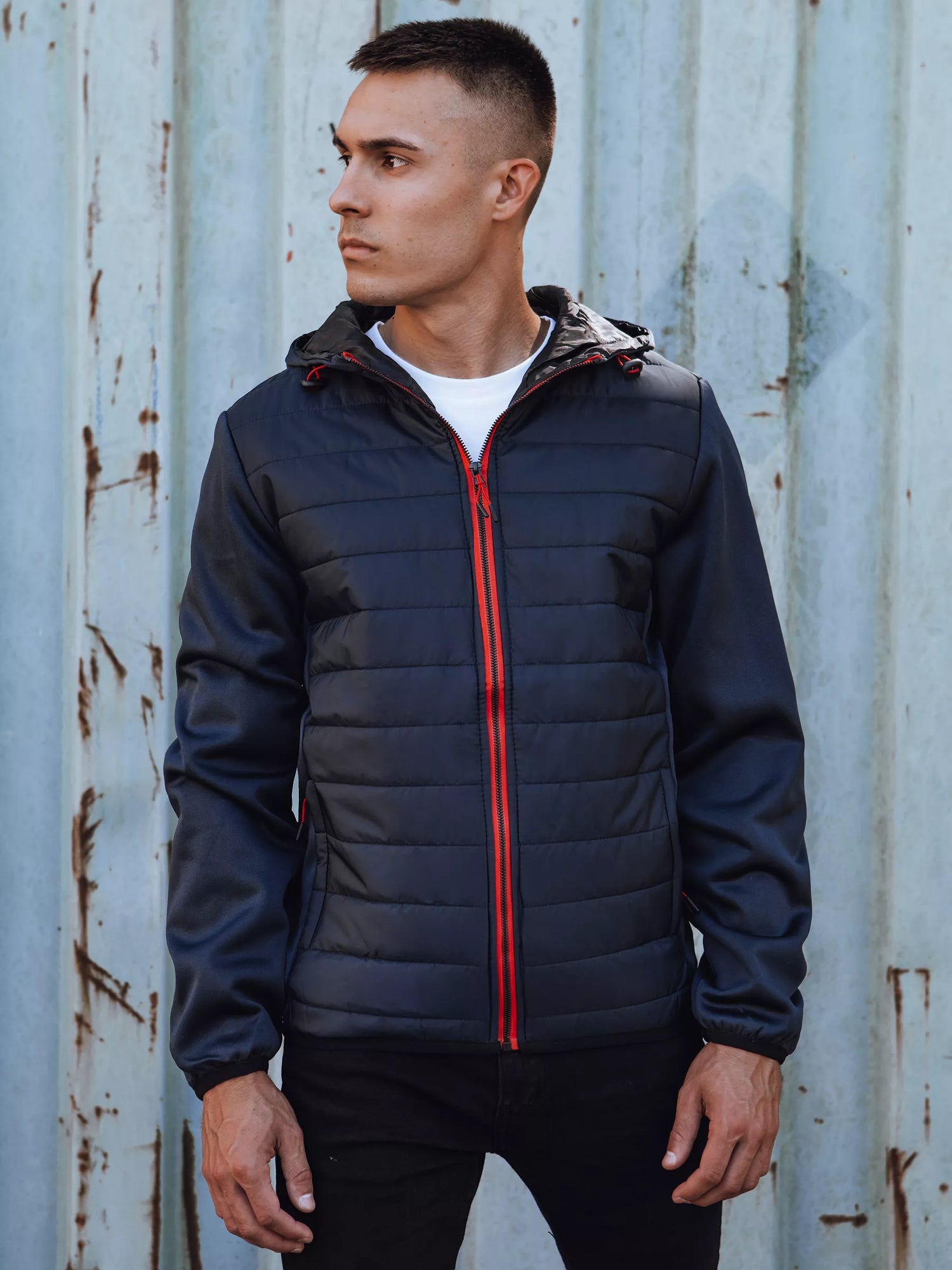 Men's dark blue jacket with red detail Lucas