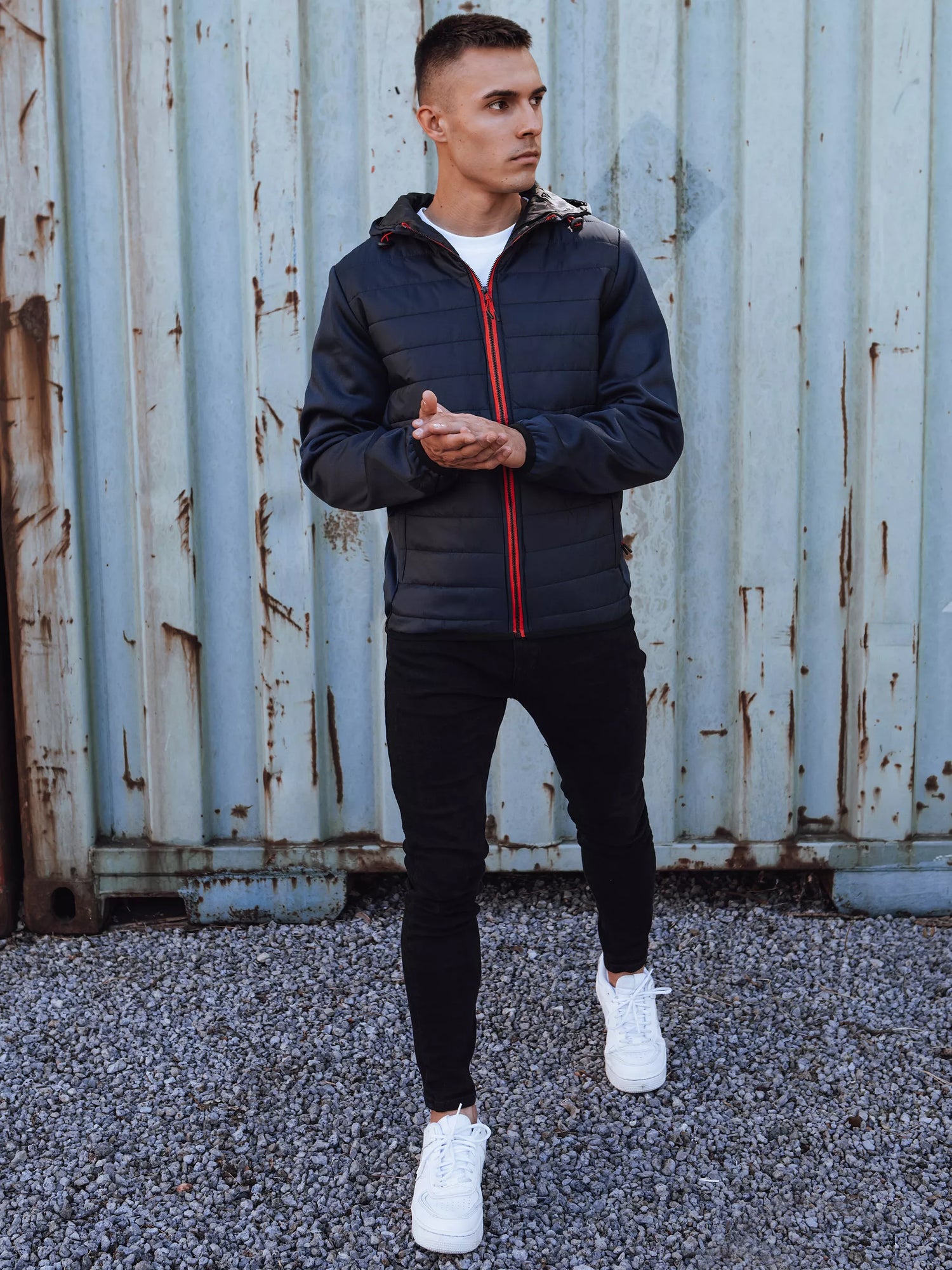 Men's dark blue jacket with red detail Lucas