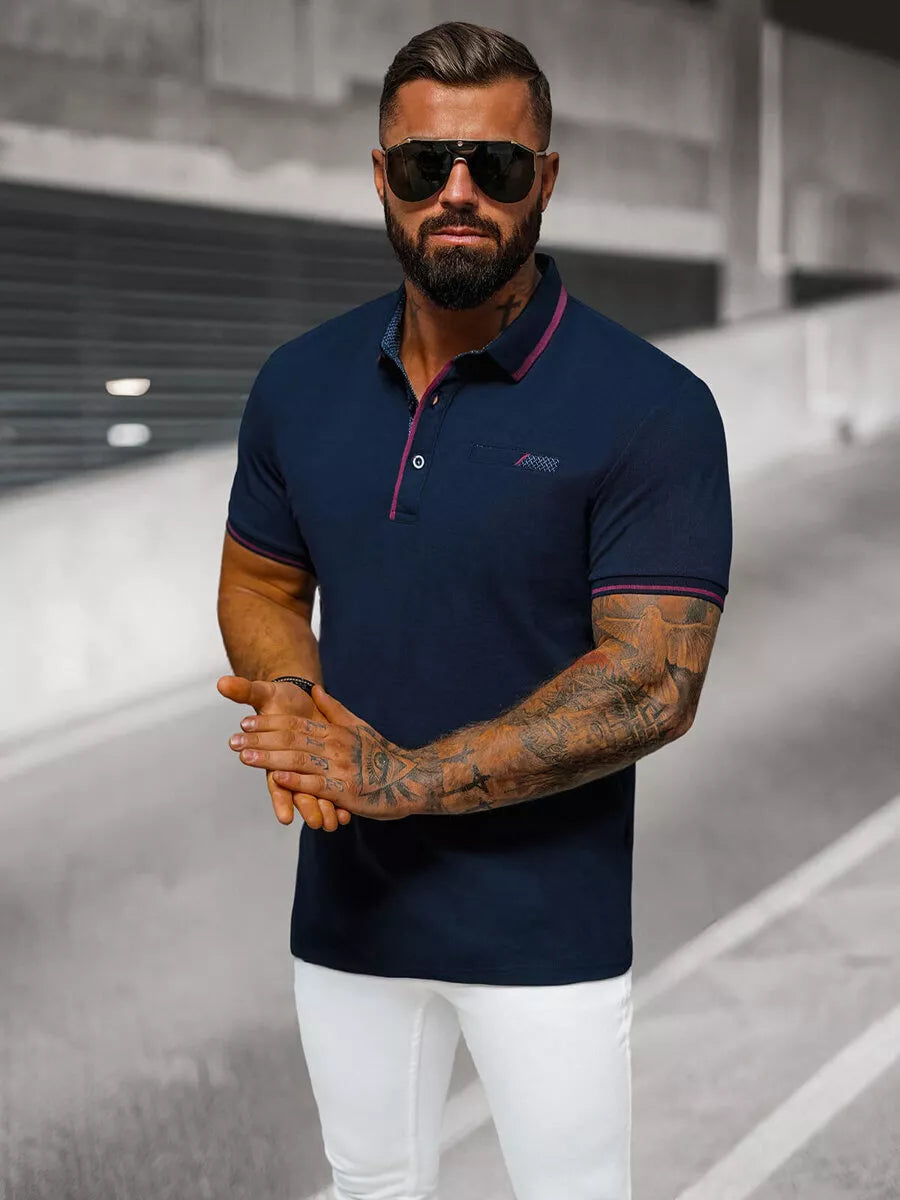 Men's navy blue polo shirt Team