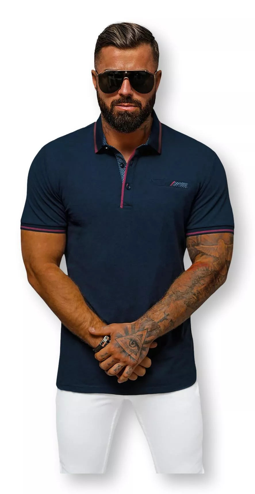 Men's navy blue polo shirt Team