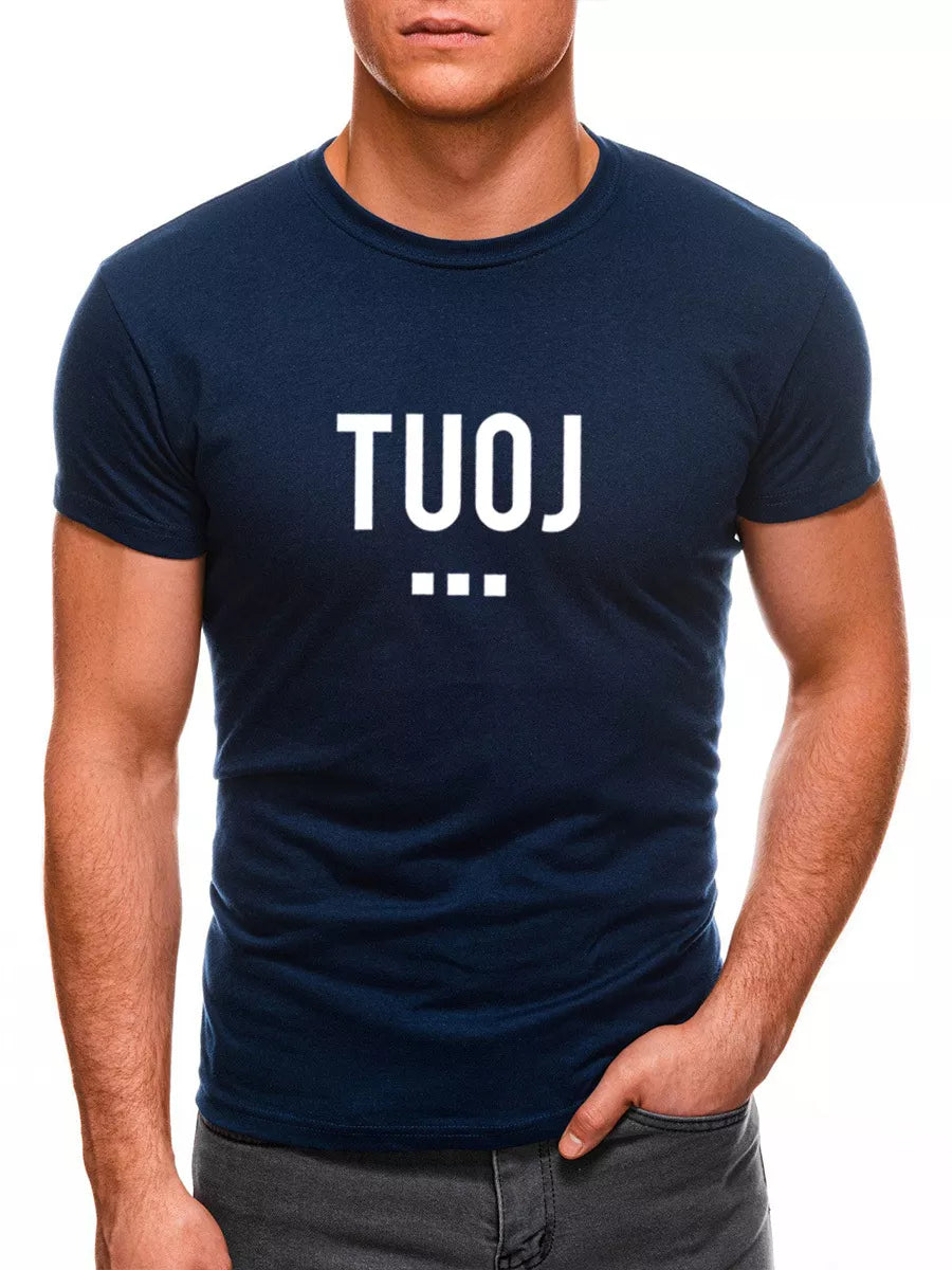 Men's navy blue T-shirt NOW (white)