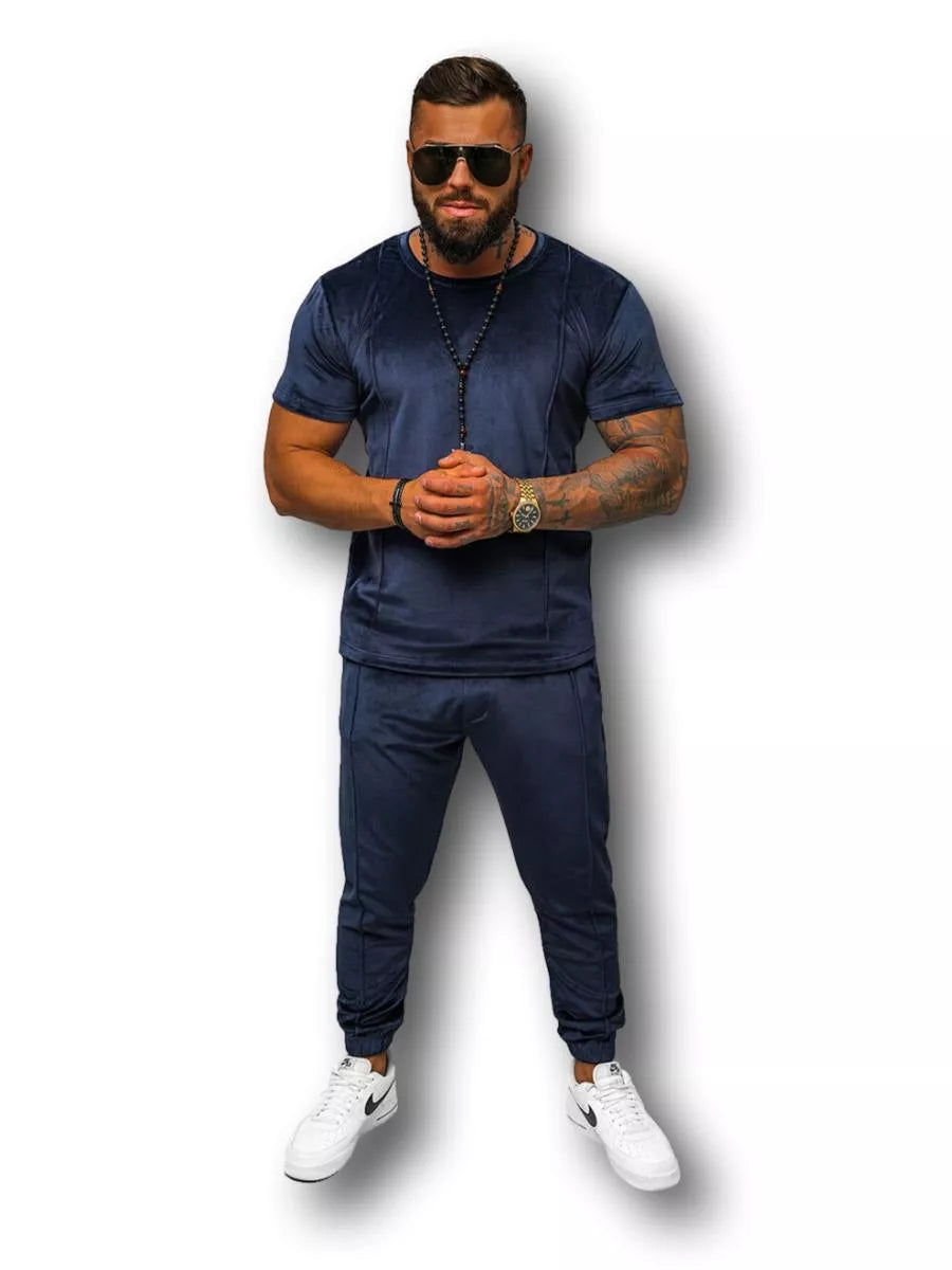 Men's dark blue velour suit Sinor
