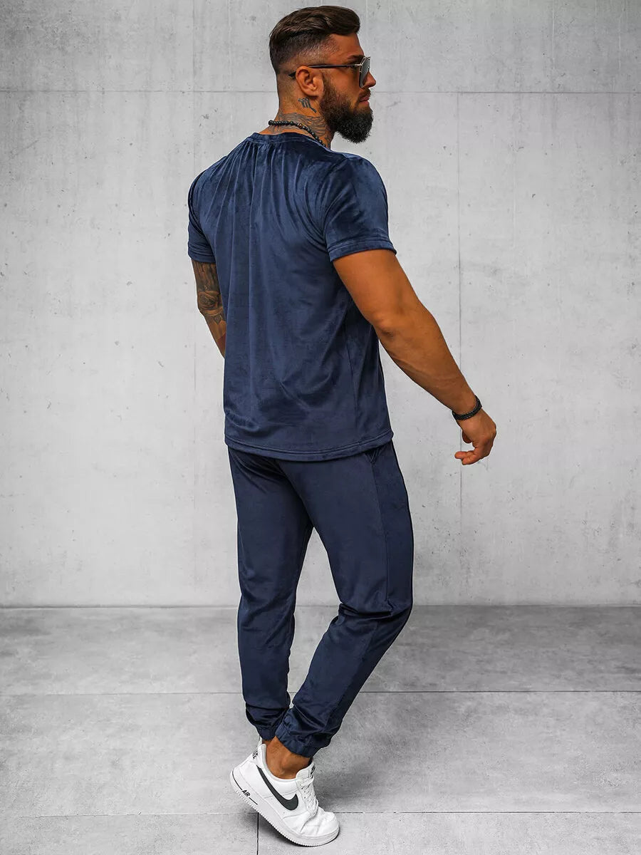 Men's dark blue velour suit Sinor
