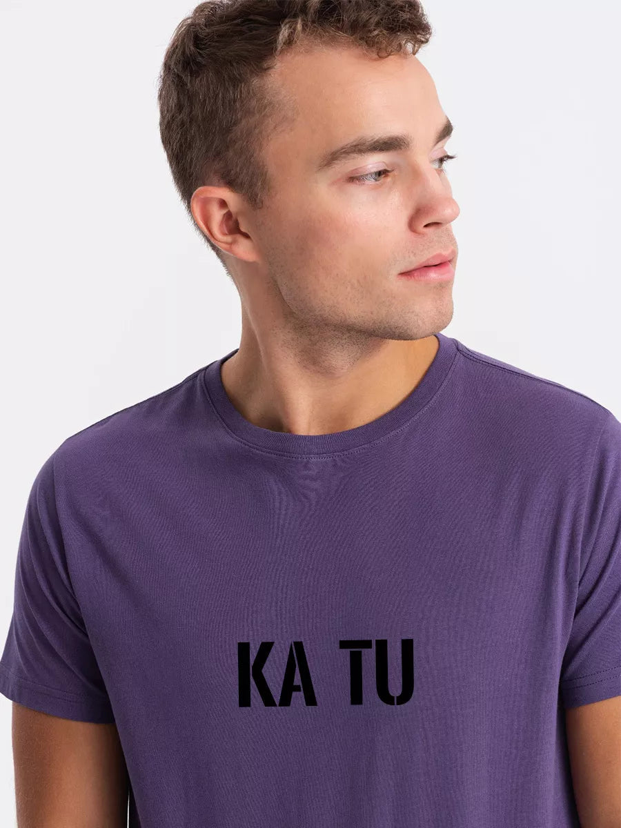 Men's purple T-shirt WHAT ARE YOU?