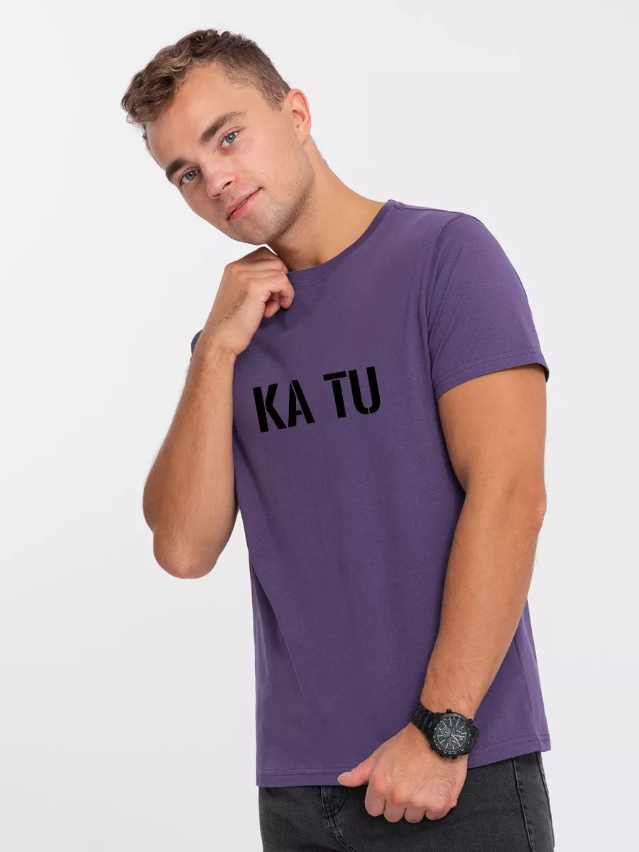 Men's purple T-shirt WHAT ARE YOU?