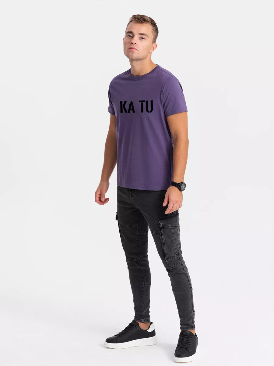 Men's purple T-shirt WHAT ARE YOU?