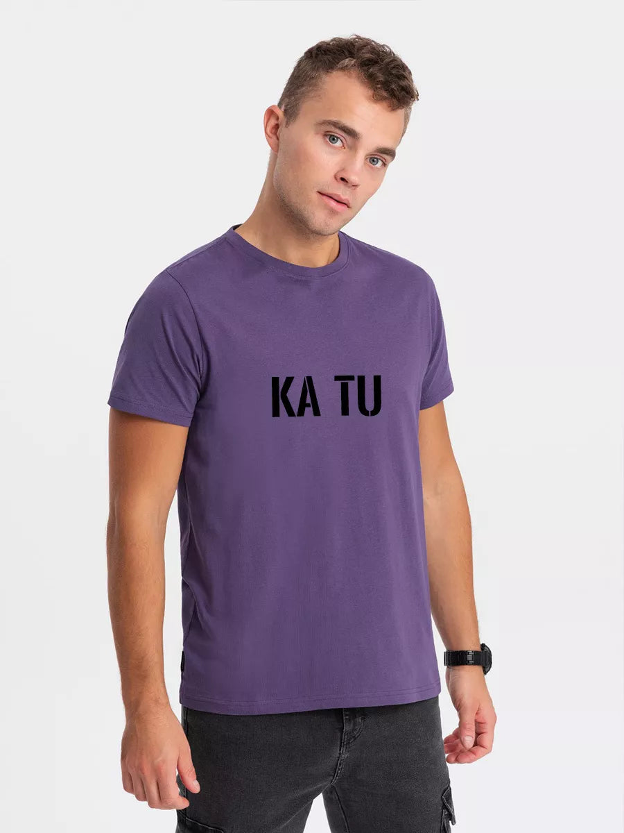 Men's purple T-shirt WHAT ARE YOU?