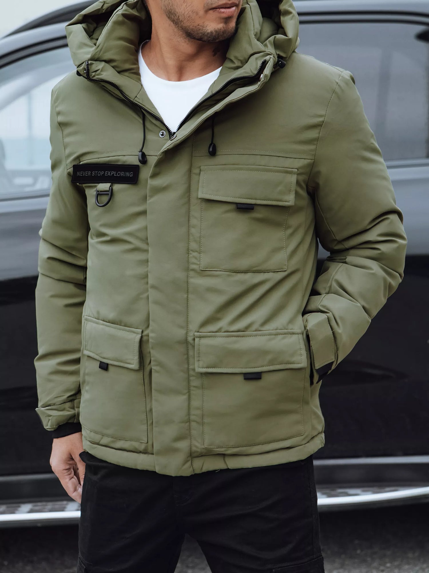 Men's green winter jacket Teo