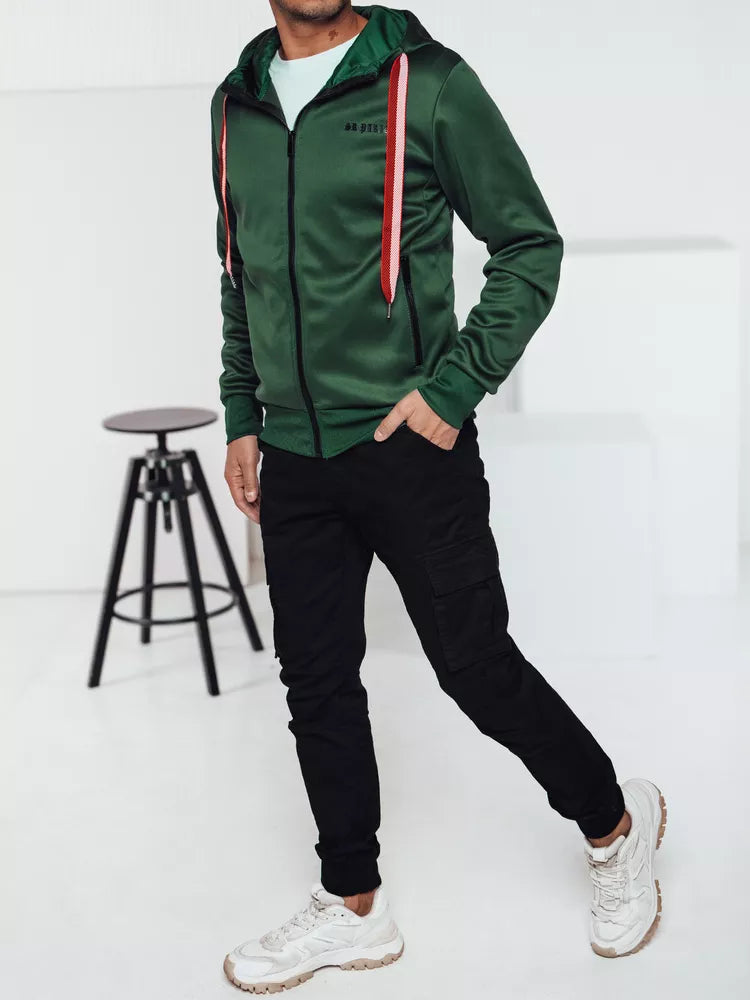 Green men's sweater Ziper