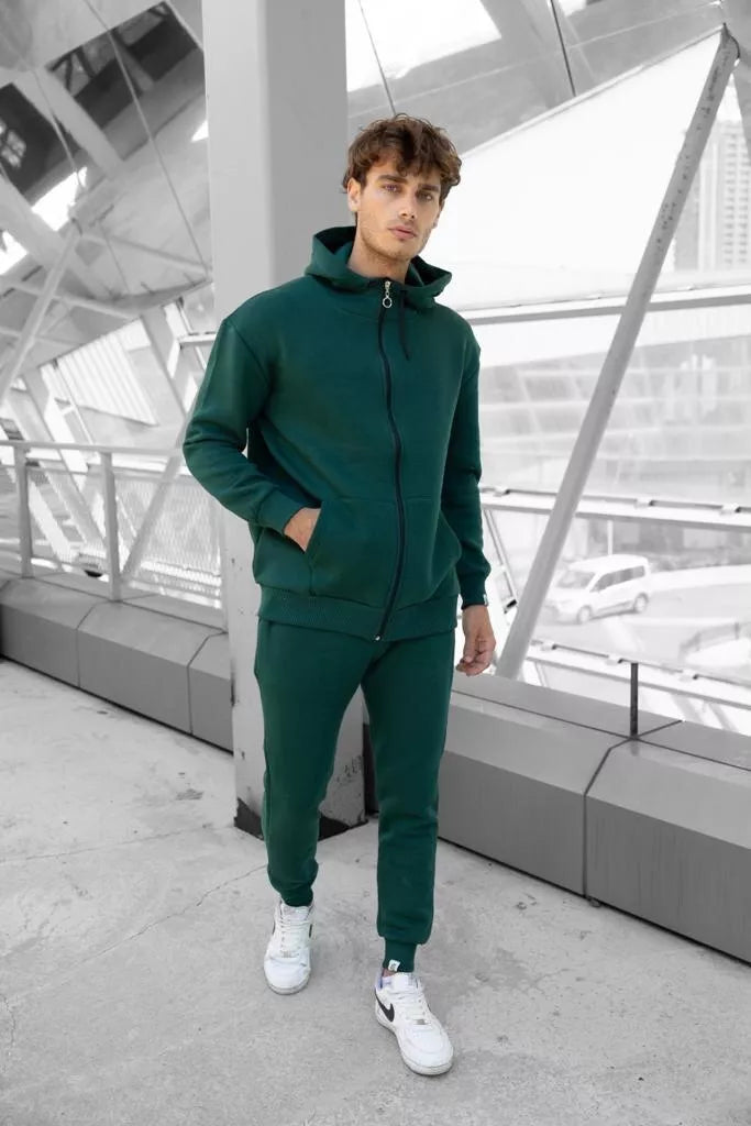 Green men's hooded tracksuit Zipos