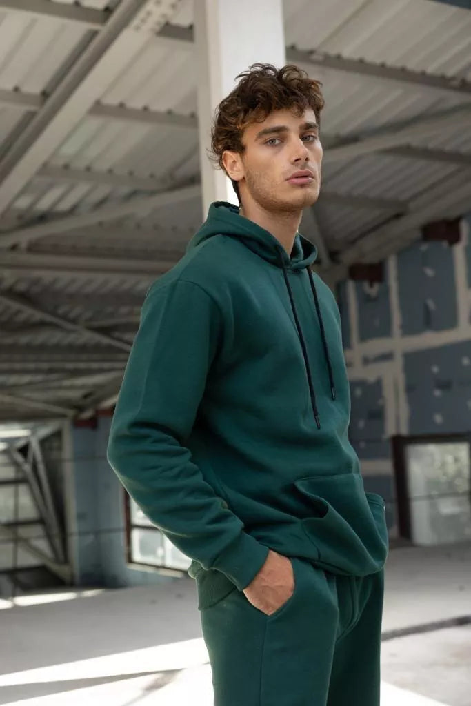 Green men's hooded tracksuit Zipos