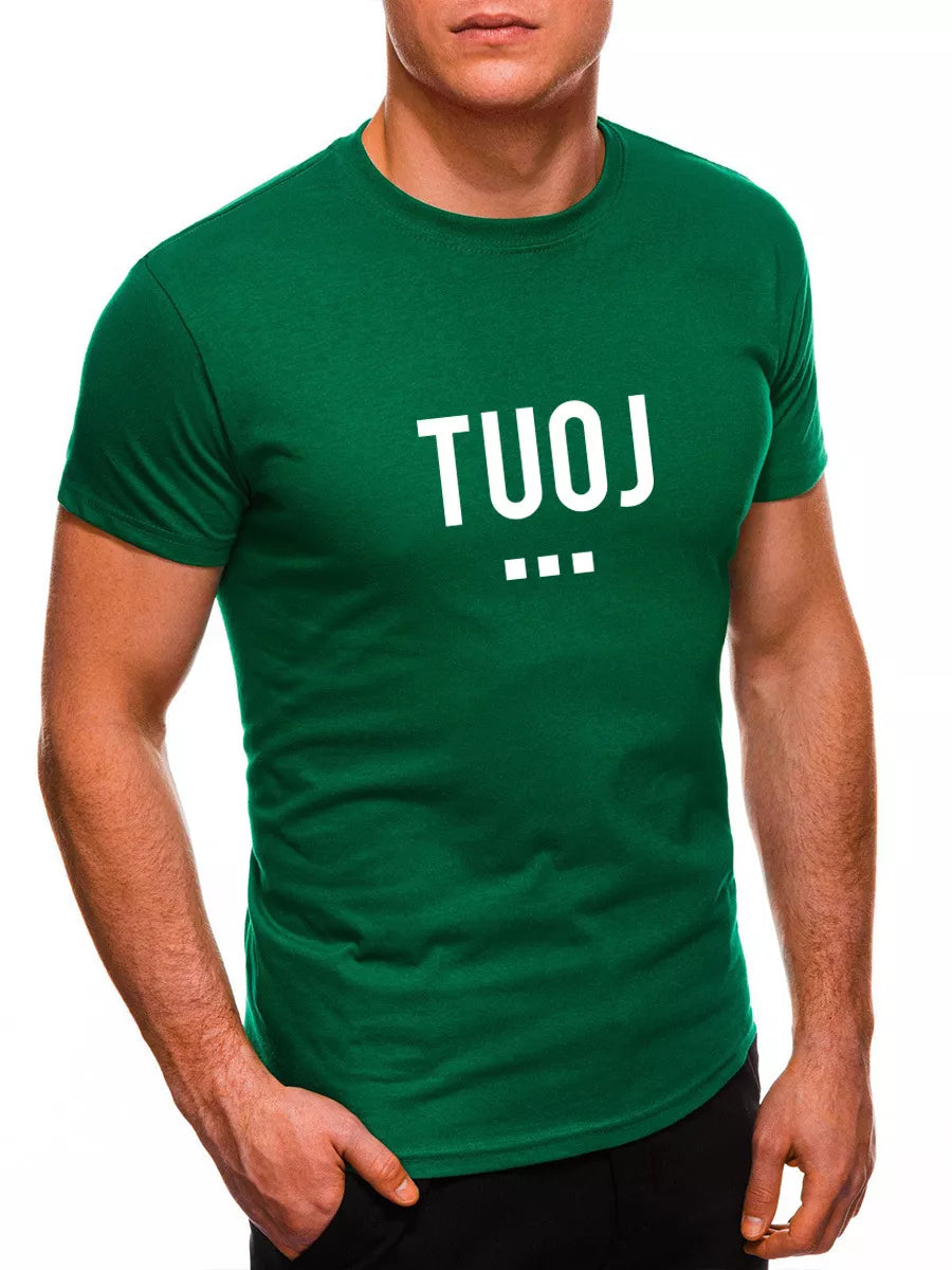 Men's green T-shirt NOW (white)