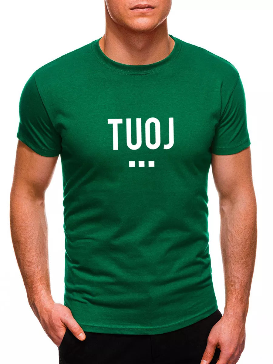 Men's green T-shirt NOW (white)