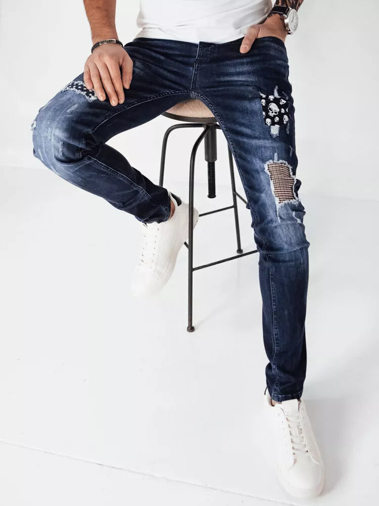 Men's blue jeans Skull