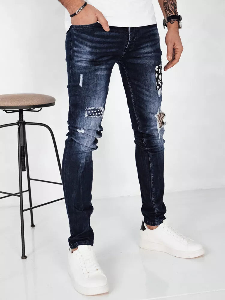 Men's blue jeans Skull
