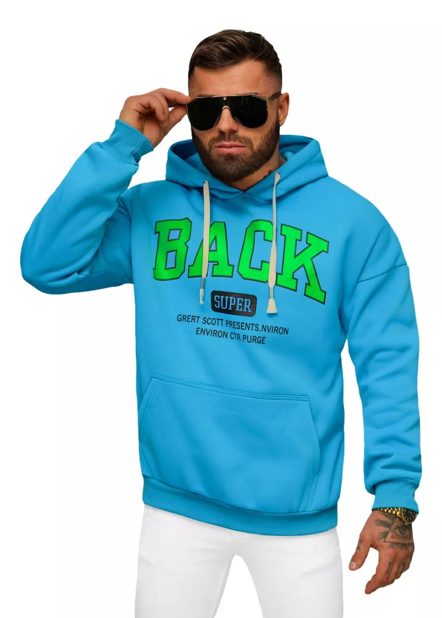 Men's blue hoodie Back