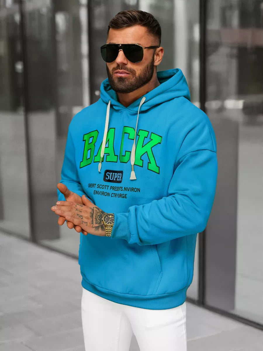 Men's blue hoodie Back
