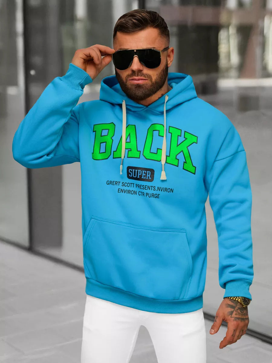 Men's blue hoodie Back