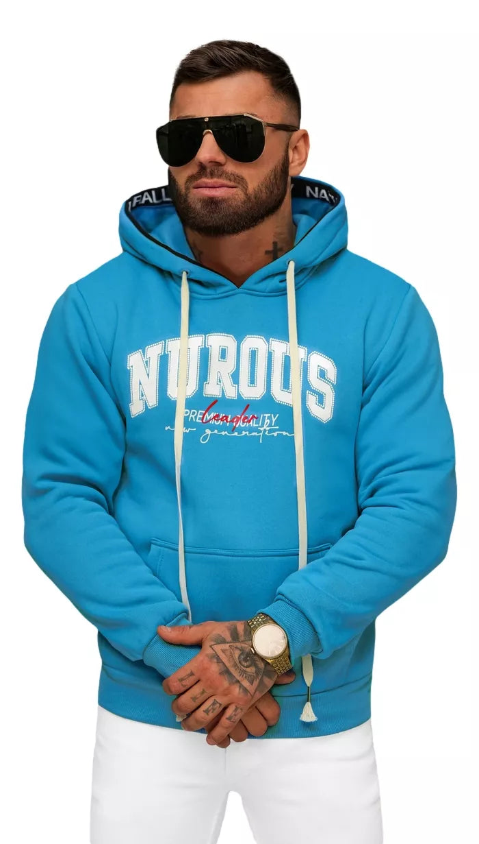 Men's blue sweatshirt with a hood Nurous