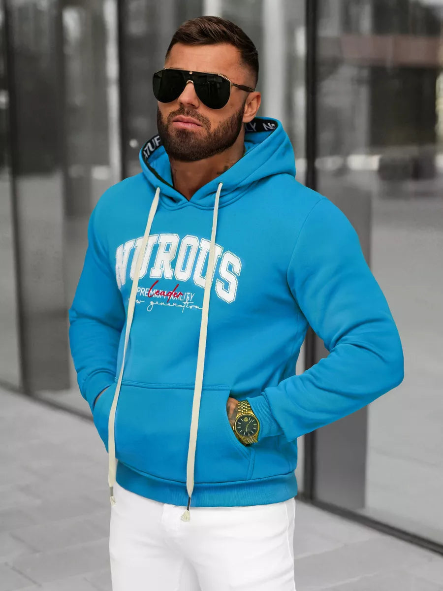 Men's blue sweatshirt with a hood Nurous