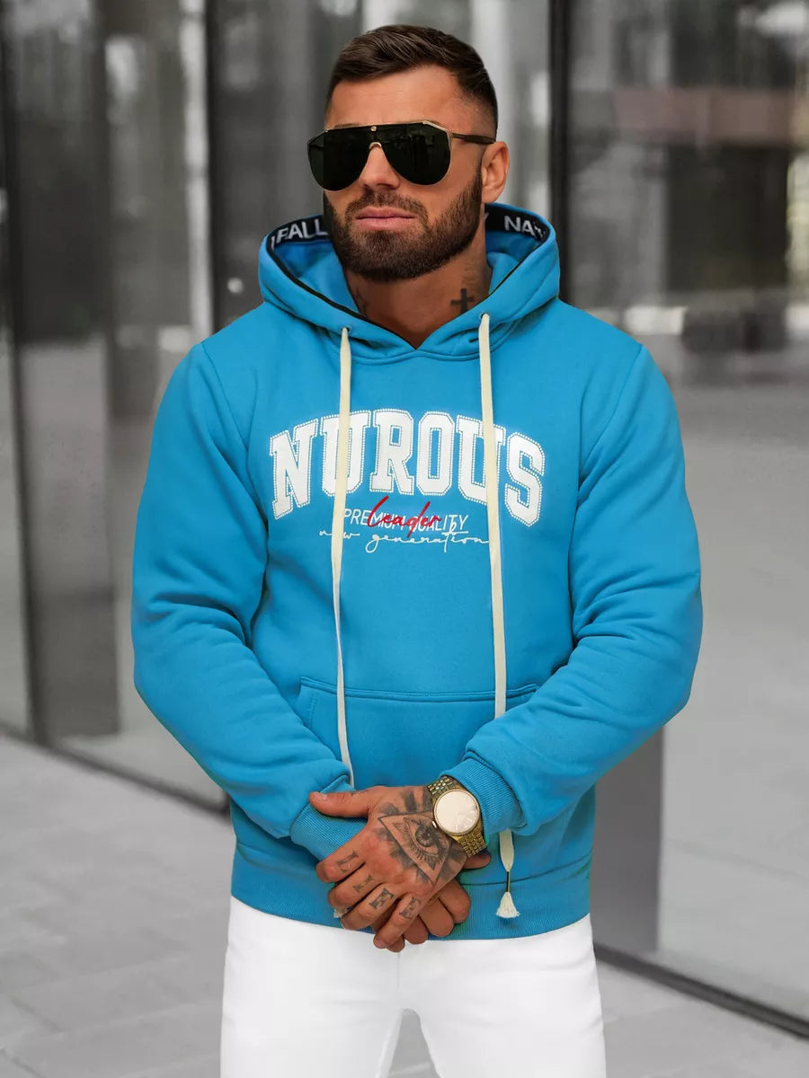 Men's blue sweatshirt with a hood Nurous