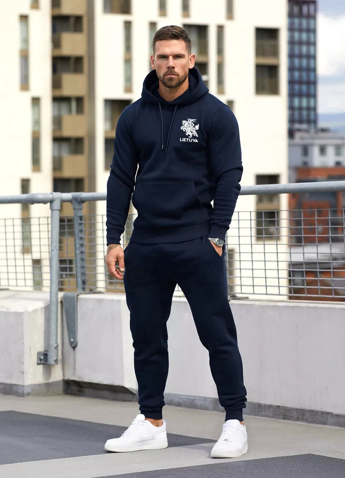 Men's blue hooded tracksuit Lithuania