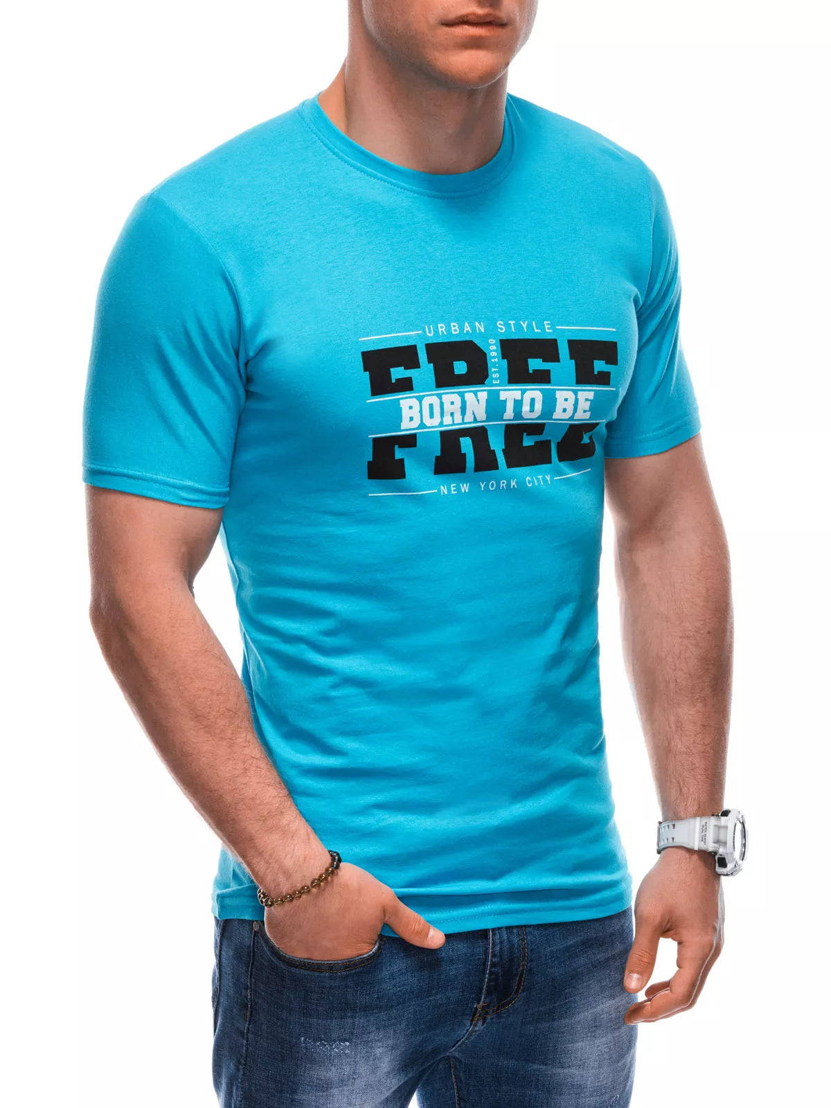 Men's blue T-shirt Free