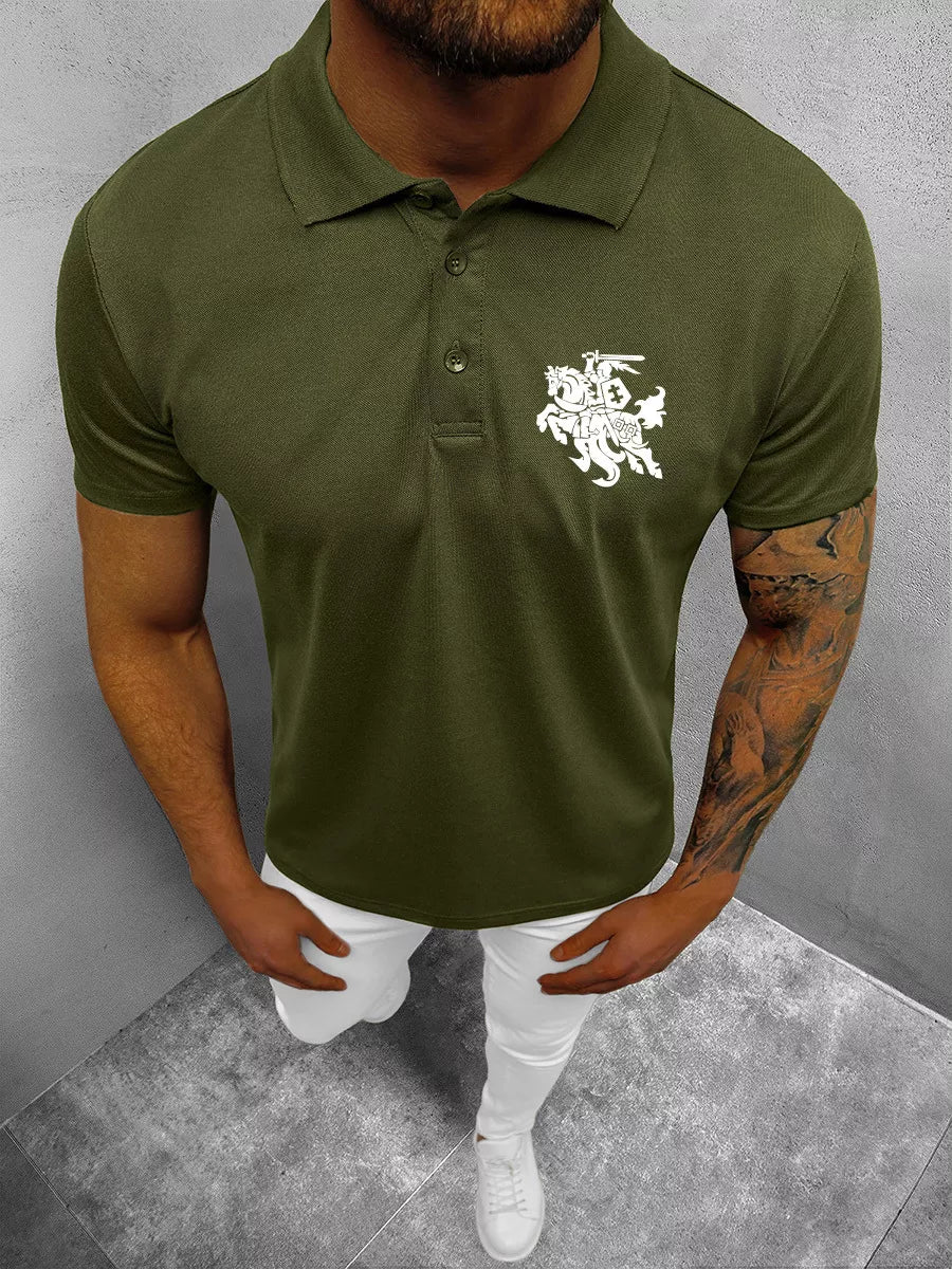 Men's dark green polo shirt Vytis (white) 