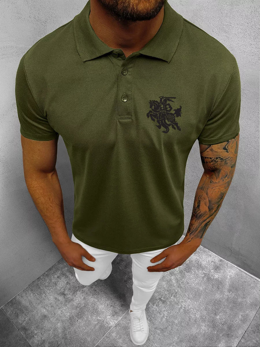 Men's dark green polo shirt Vytis (black) 