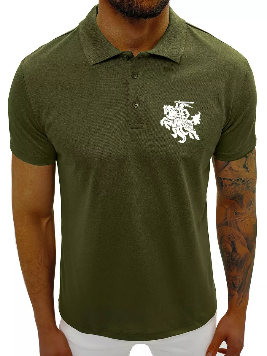 Men's dark green polo shirt Vytis (white) 