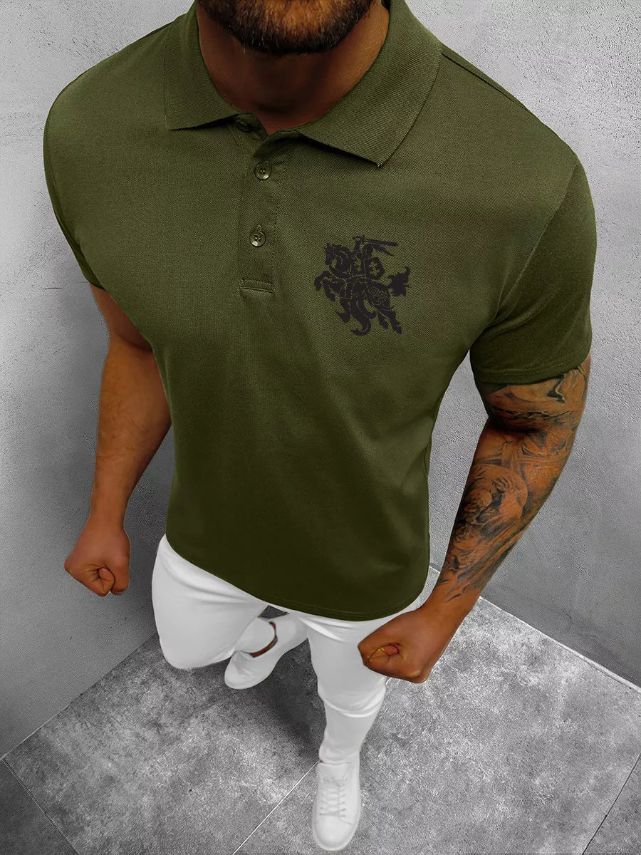 Men's dark green polo shirt Vytis (black) 