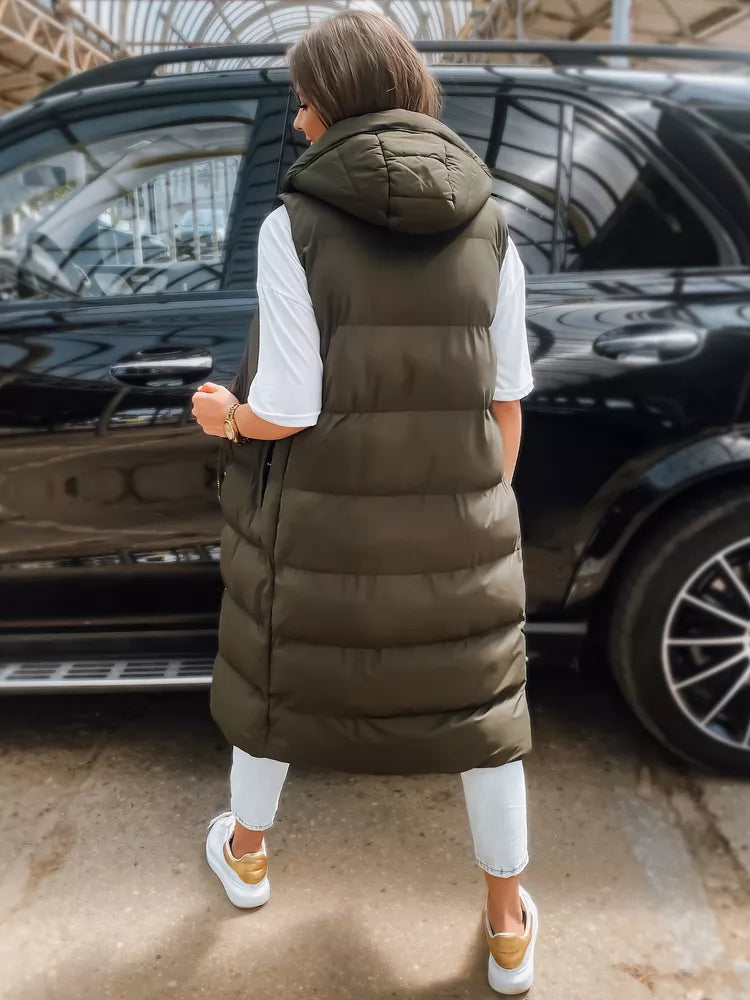 Green women's vest with hood Luves