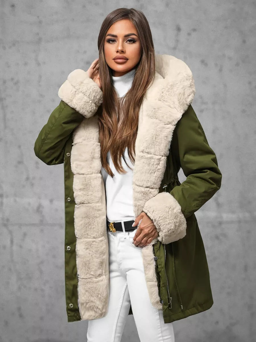Green winter jacket with fur Sater