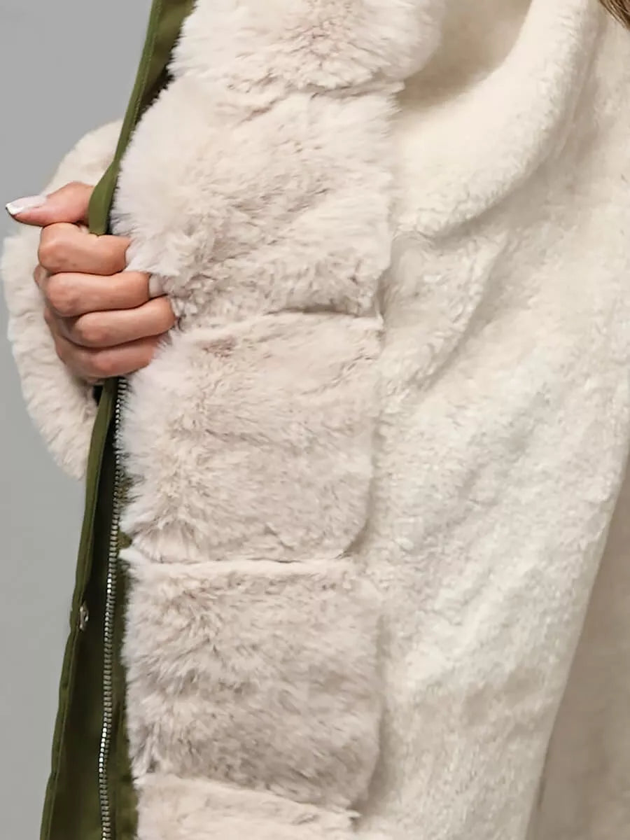 Green winter jacket with fur Sater