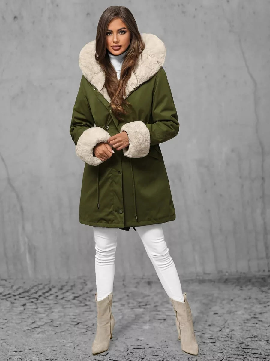 Green winter jacket with fur Sater
