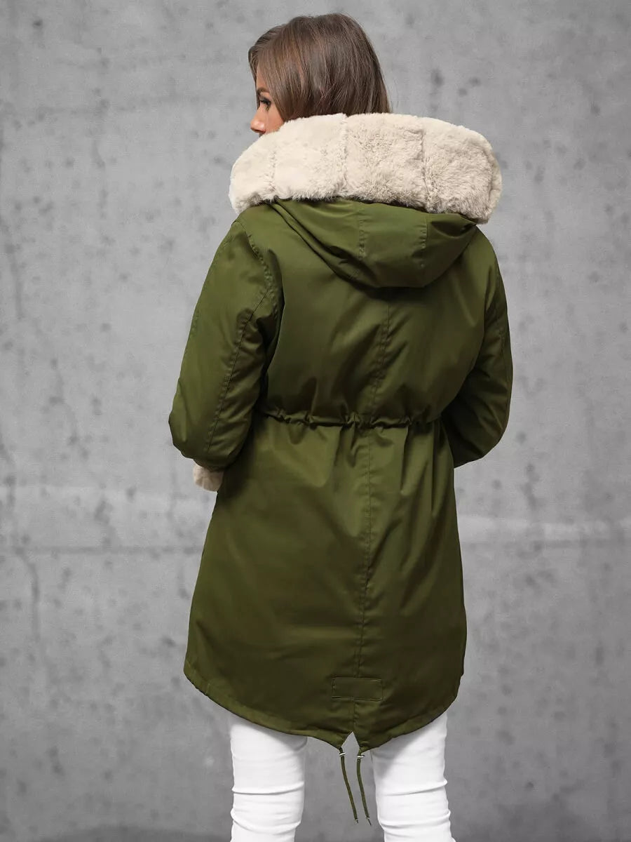 Green winter jacket with fur Sater