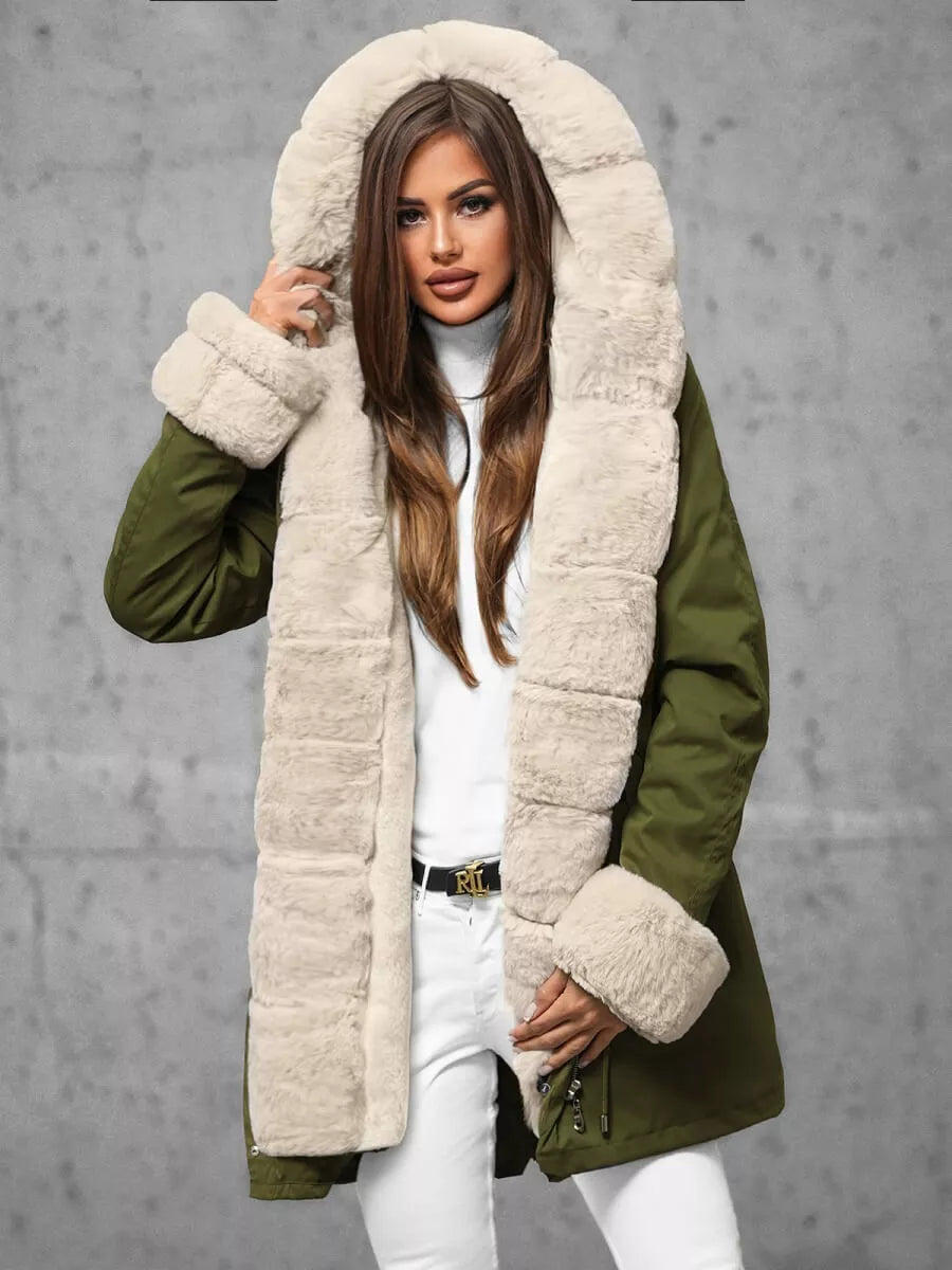 Green winter jacket with fur Sater