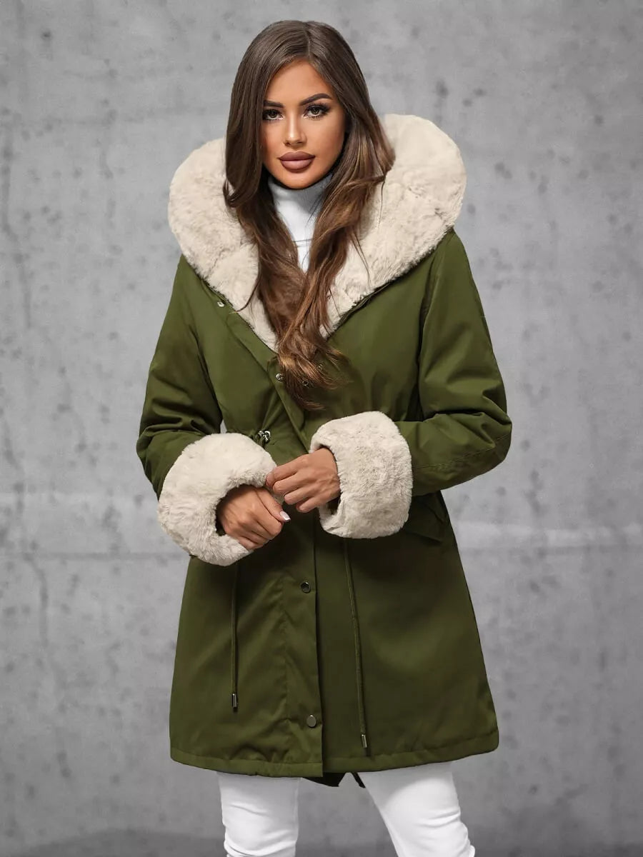 Green winter jacket with fur Sater