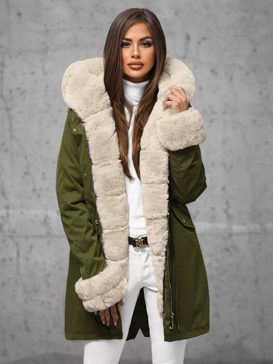 Green winter jacket with fur Sater