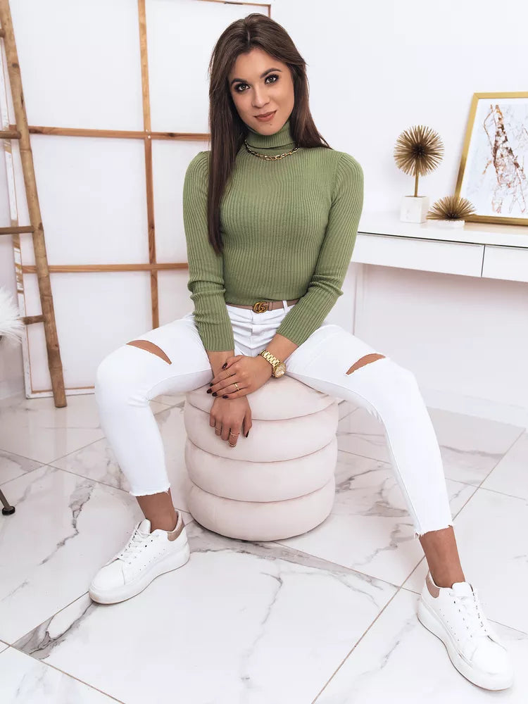 Green turtleneck sweater Silver