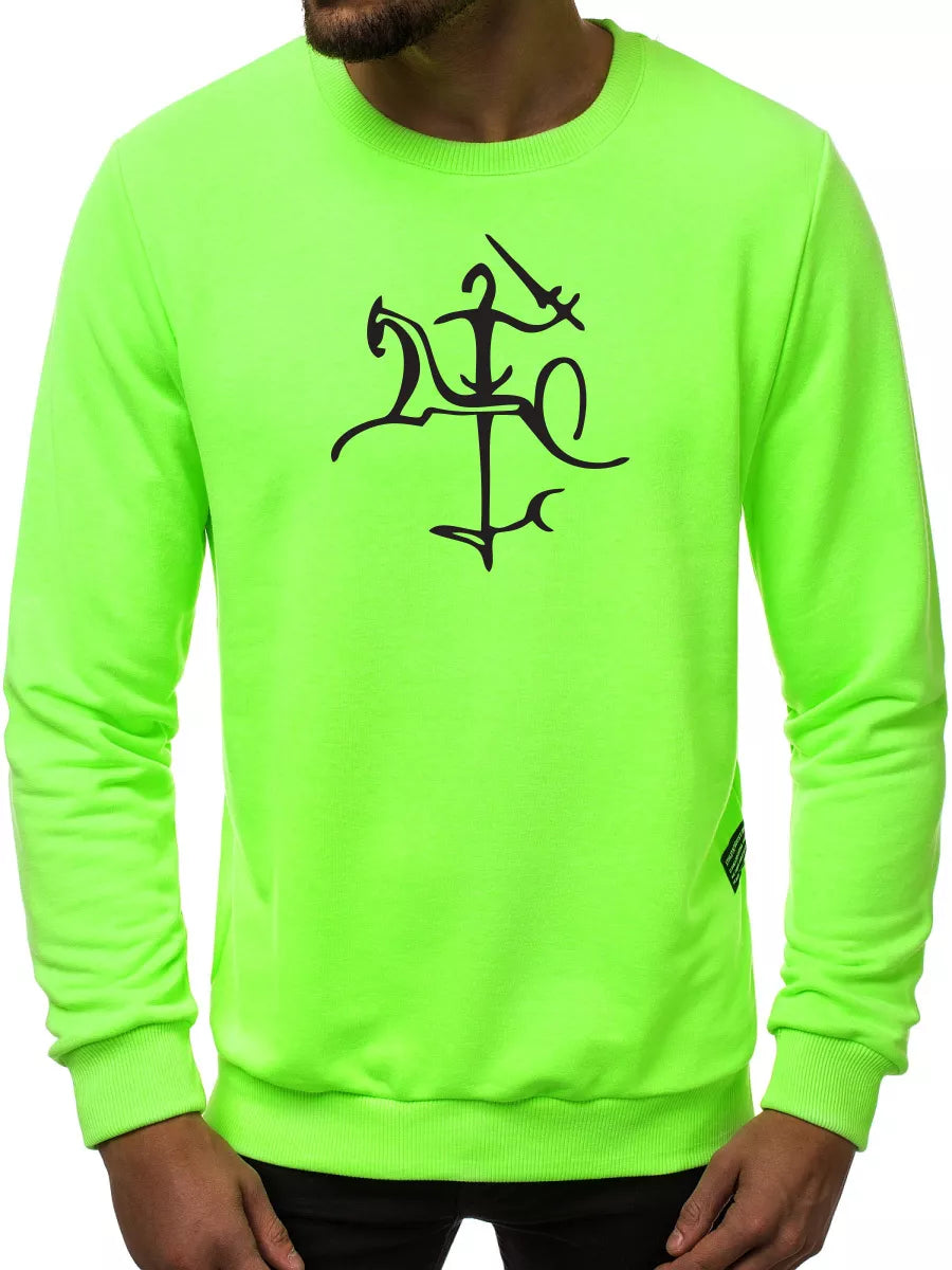 Green neon men's sweater with Vytis styling