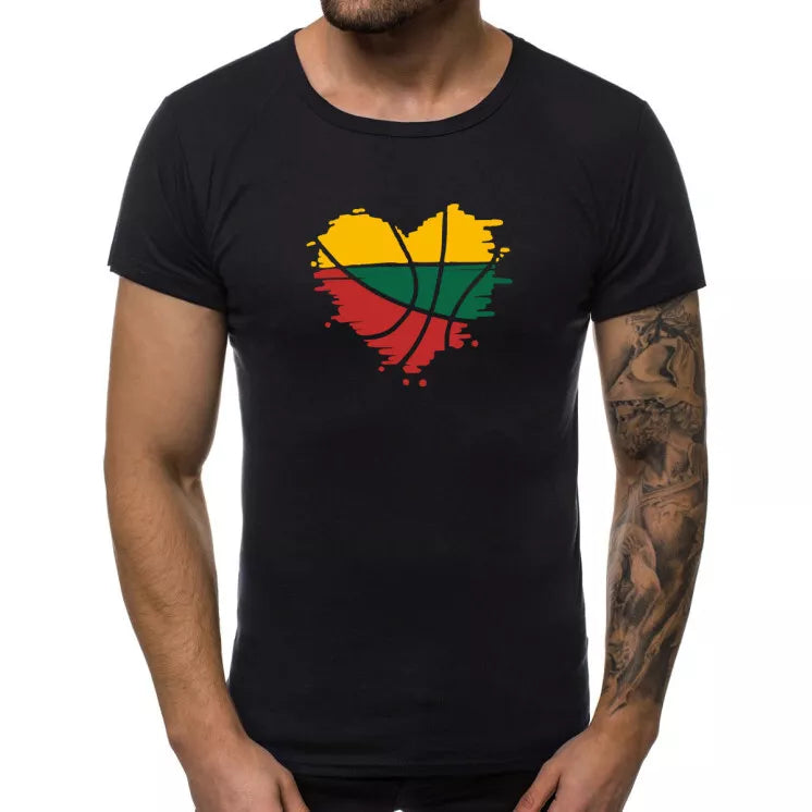 Black men's T-shirt Heart
