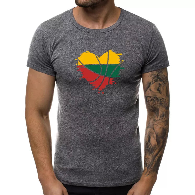 Dark gray men's T-shirt Heart