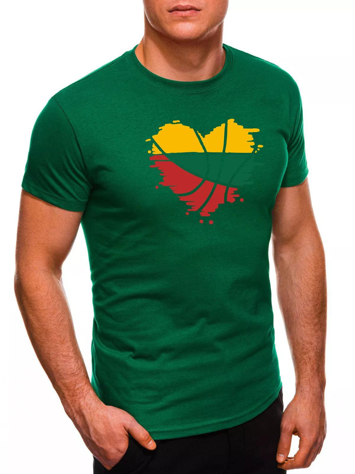 Green men's T-shirt Heart