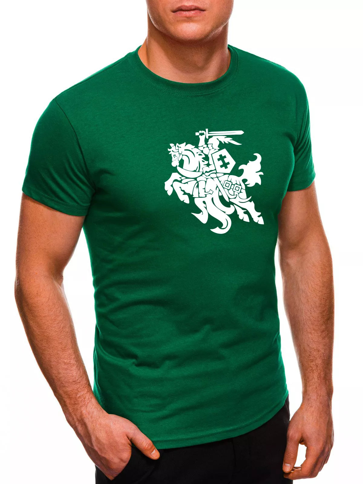 Green men's T-shirt VYTIS white