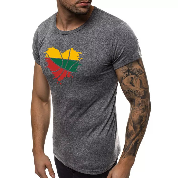 Dark gray men's T-shirt Heart