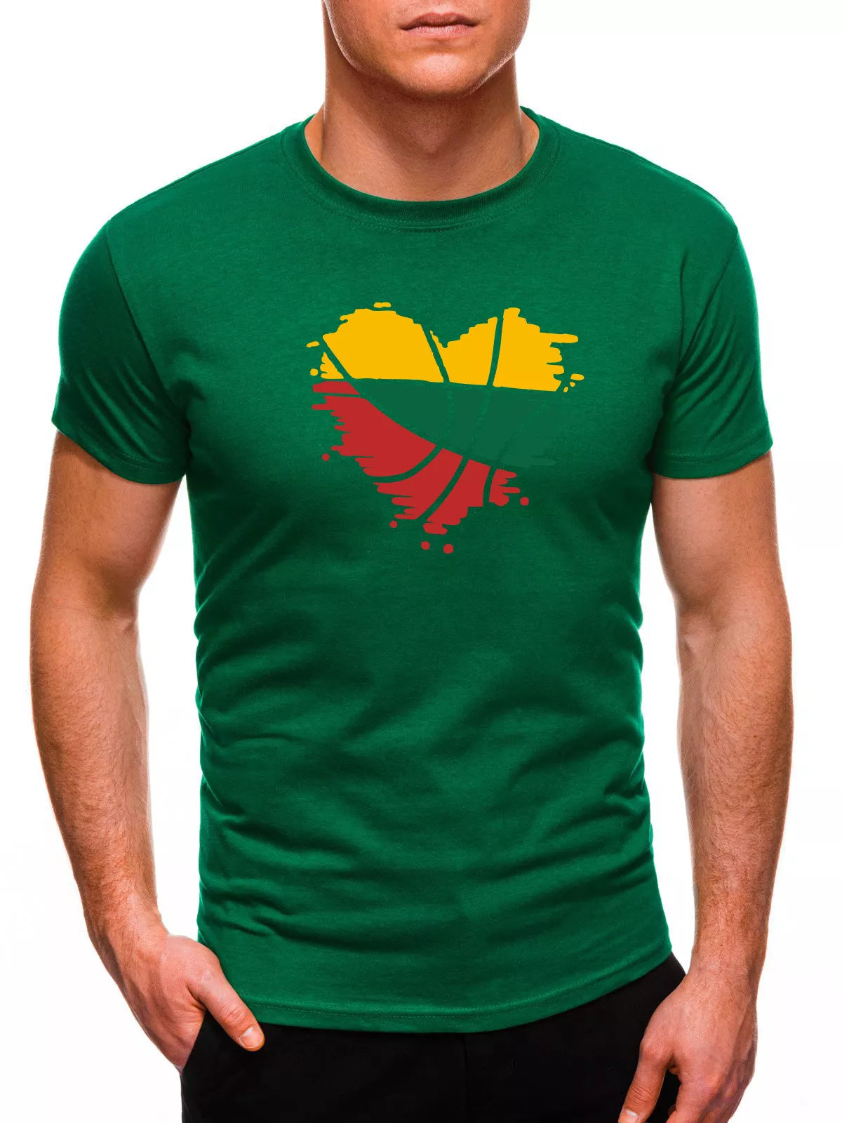 Green men's T-shirt Heart