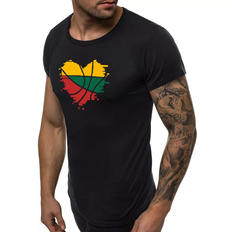 Black men's T-shirt Heart