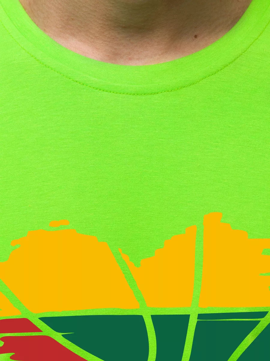 Green neon men's T-shirt Heart